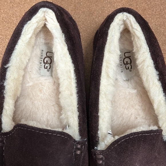 UGG Slippers Size 4 Ascot Loafer Shearling Lined Moccasin Suede Brown 1974 - Picture 4 of 14